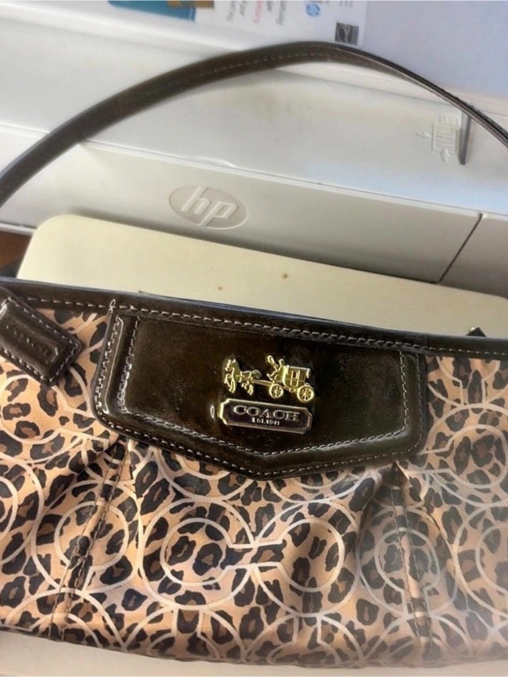 Coach Mia Ocelot Leopard Shoulder Bag, Brown & Tan